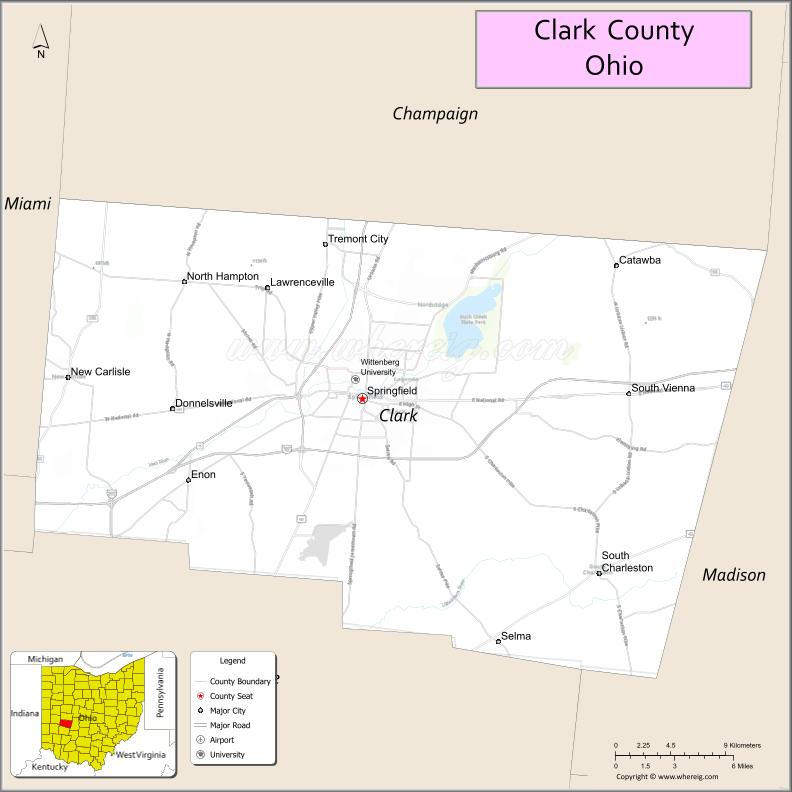 Map of Clark County, Ohio