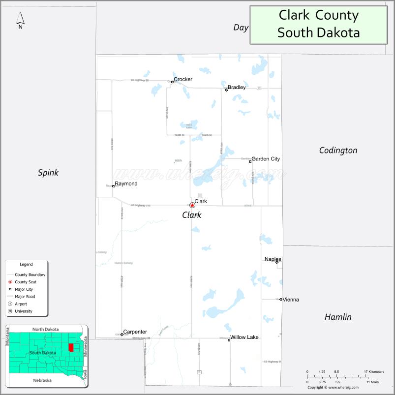 Map of Clark County, South Dakota