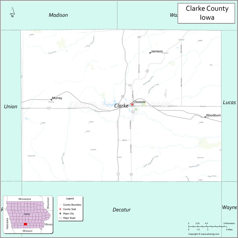 Map of Clarke County, Iowa