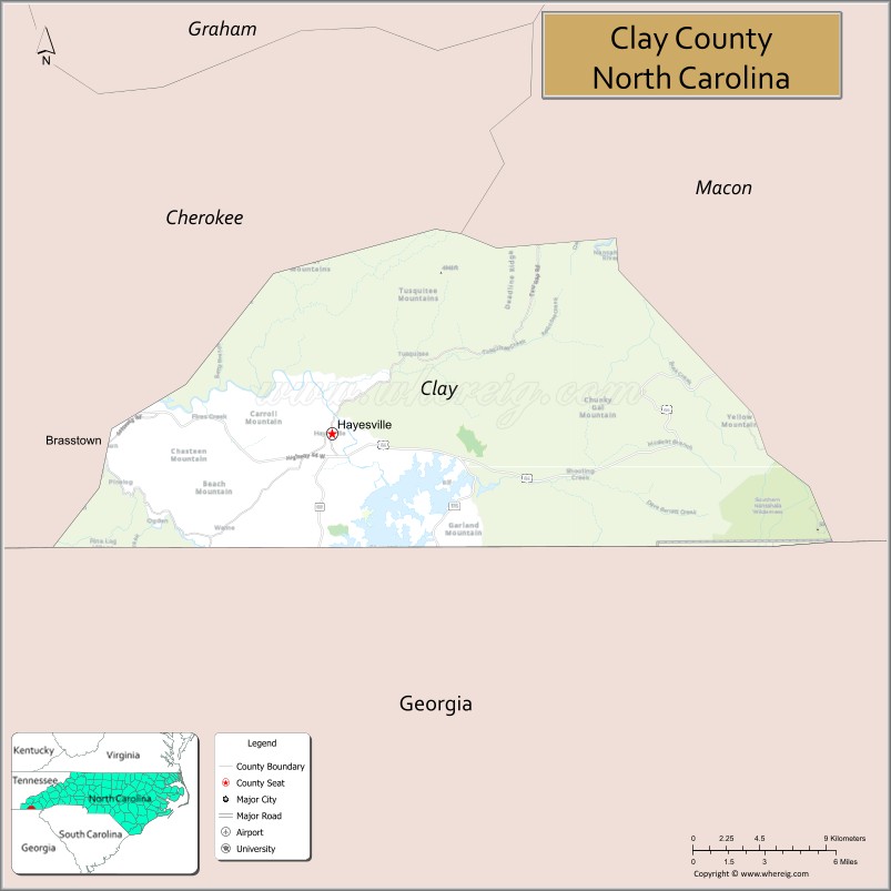 Map of Clay County, North Carolina