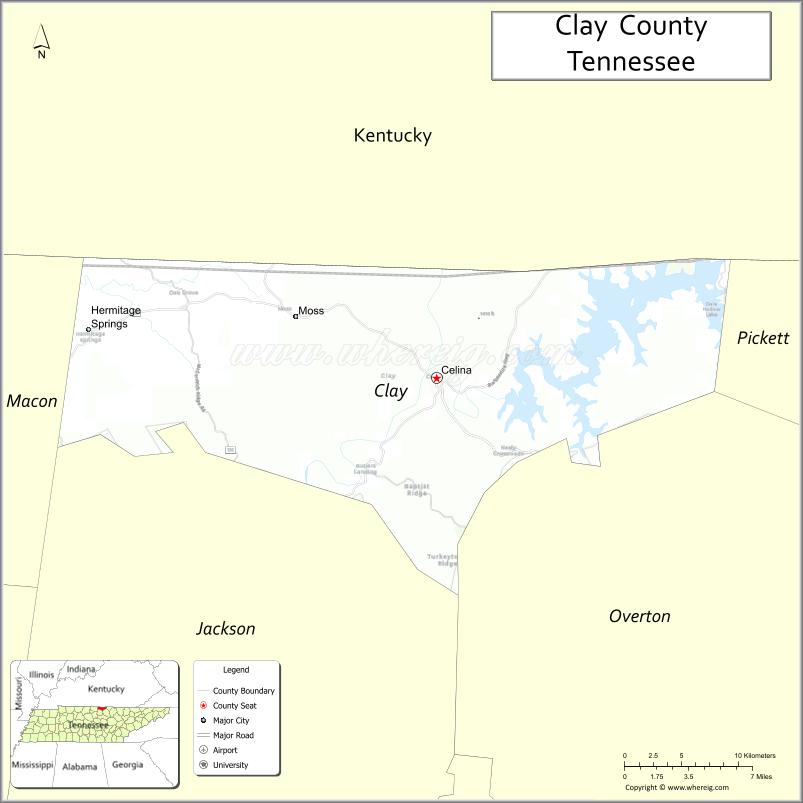 Map of Clay County, Tennessee