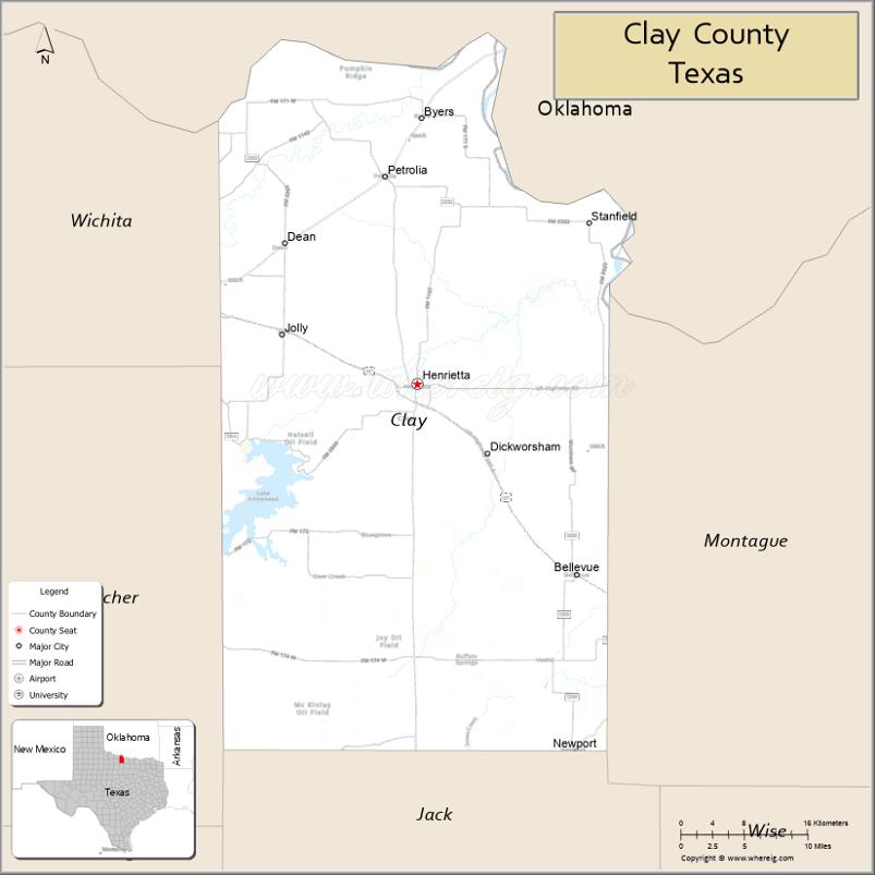 Map of Clay County, Texas