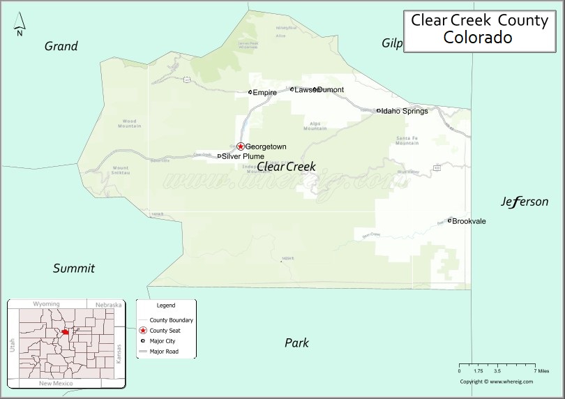 Map of Clear Creek County, Colorado