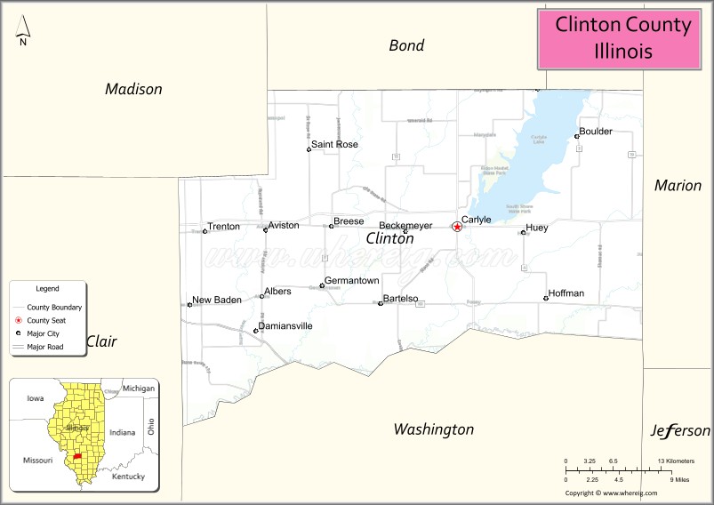 Map of Clinton County, Illinois