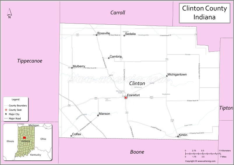 Map of Clinton County, Indiana