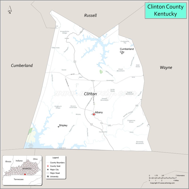 Map of Clinton County, Kentucky