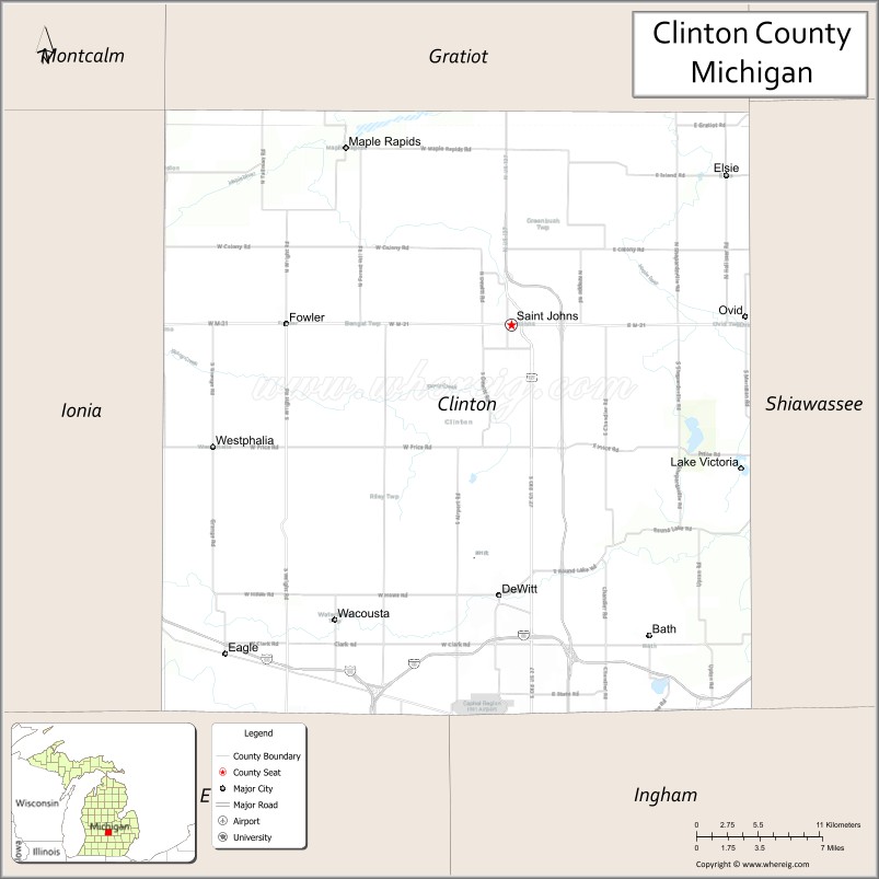 Map of Clinton County, Michigan