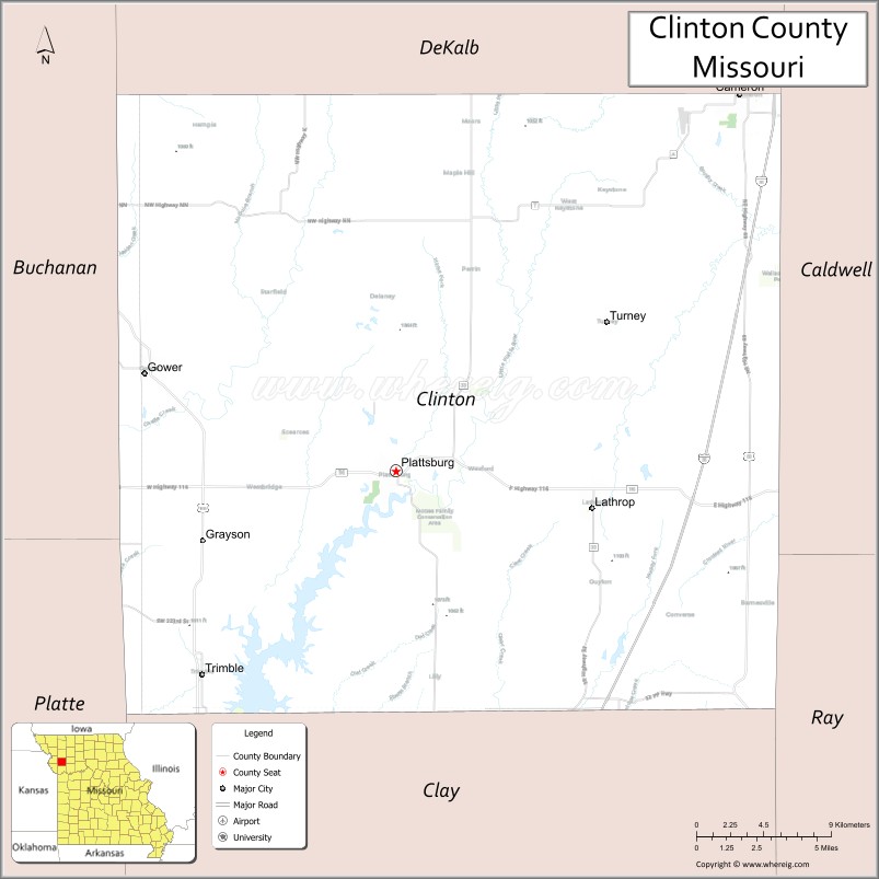 Map of Clinton County, Missouri