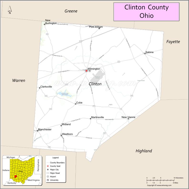 Map of Clinton County, Ohio
