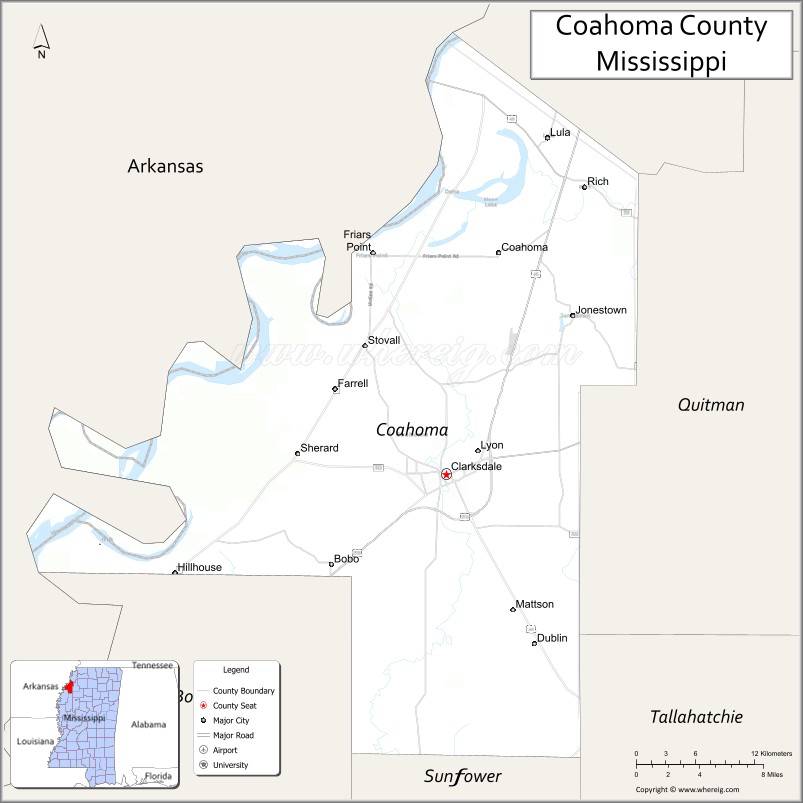 Map of Coahoma County, Mississippi