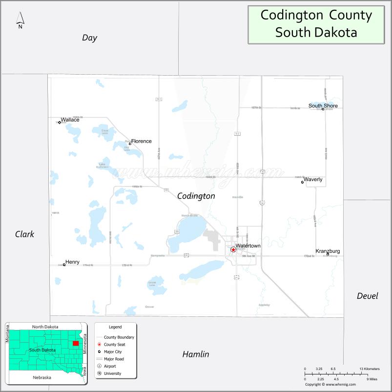 Map of Codington County, South Dakota