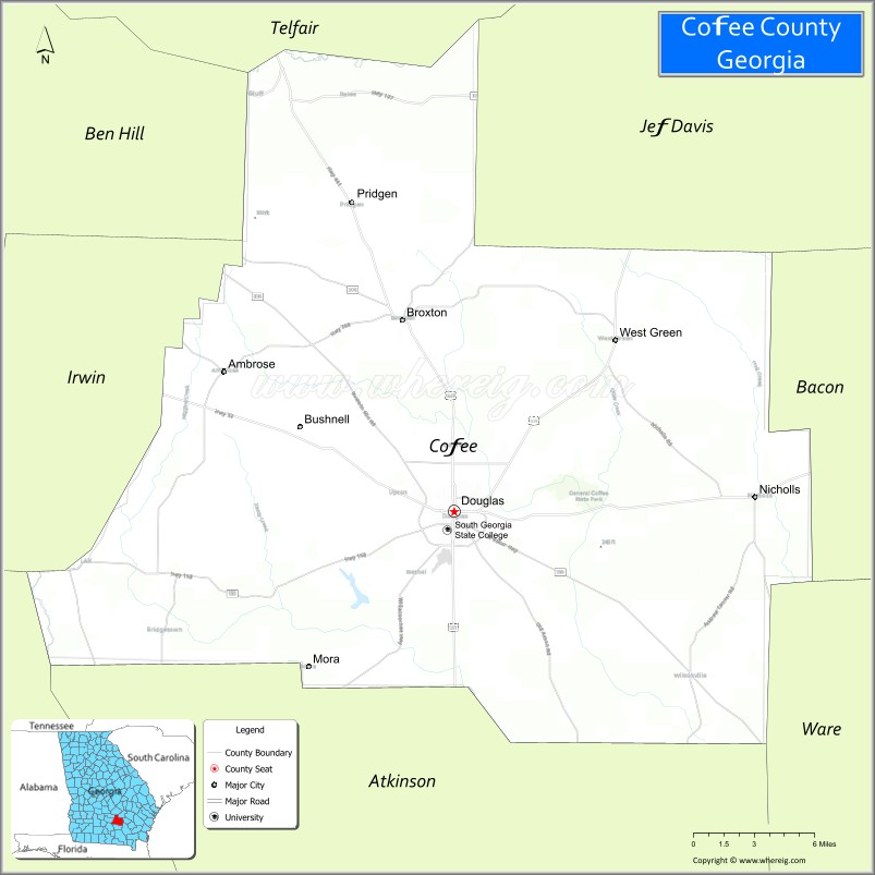 Map of Coffee County, Georgia