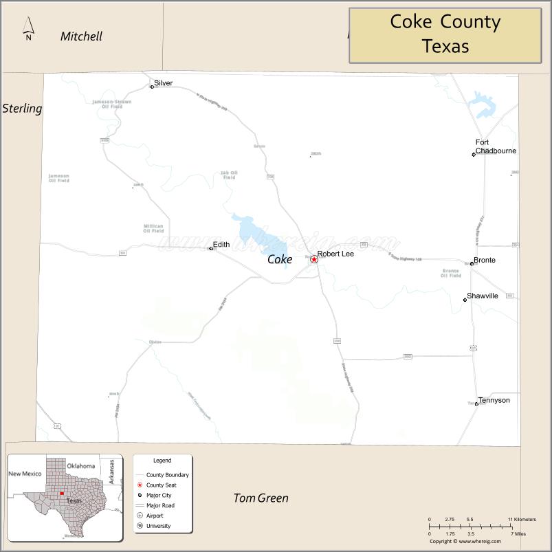 Map of Coke County, Texas
