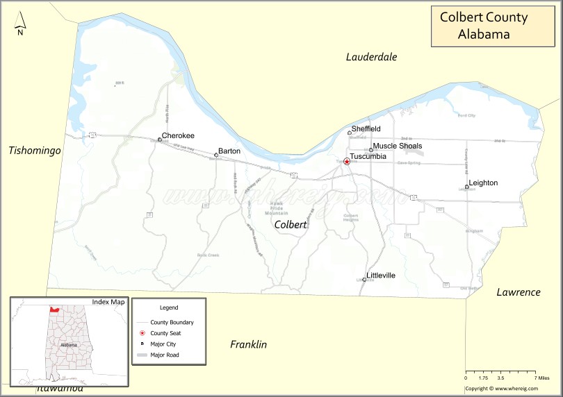 Map of Colbert County, Alabama