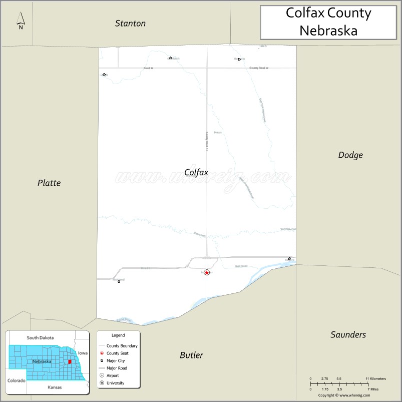 Map of Colfax County, Nebraska