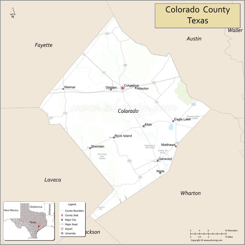 Map of Colorado County, Texas