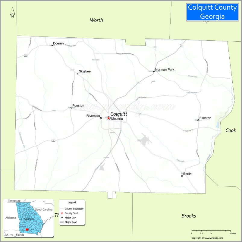 Map of Colquitt County, Georgia