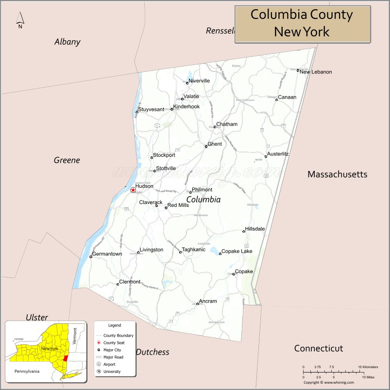 Map of Columbia County, New York