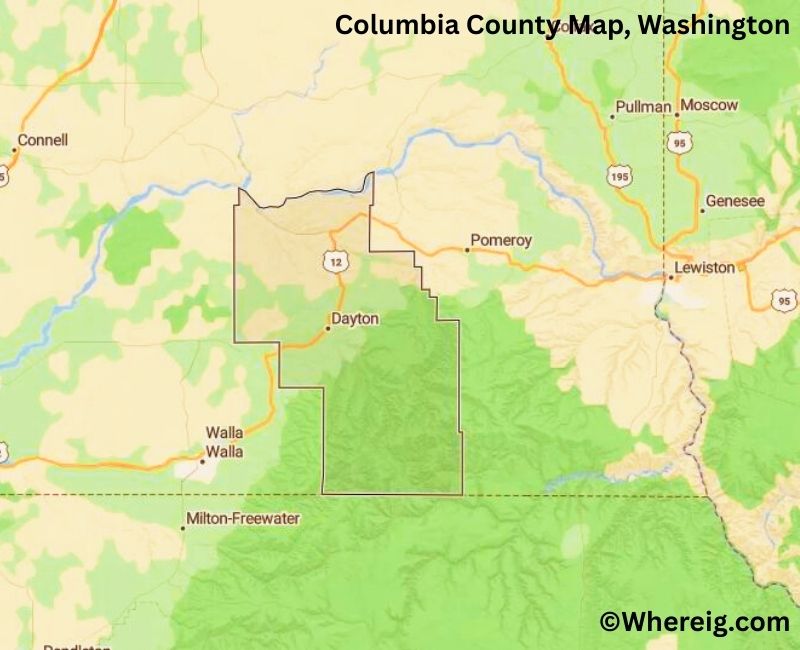 Map of Columbia County, Washington