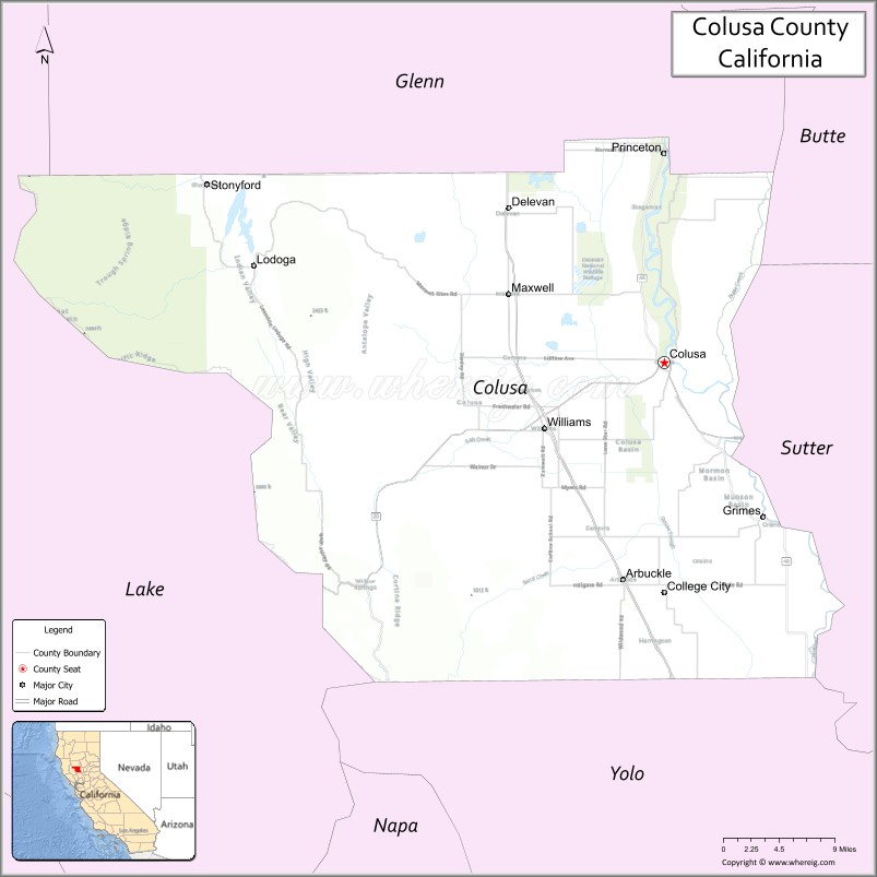 Map of Colusa County, California