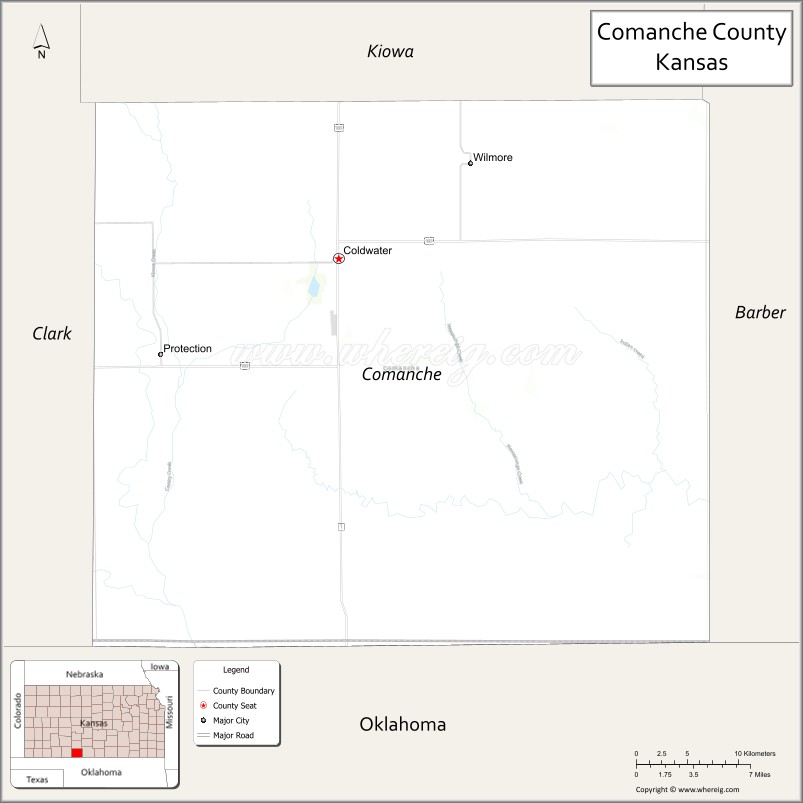 Map of Comanche County, Kansas