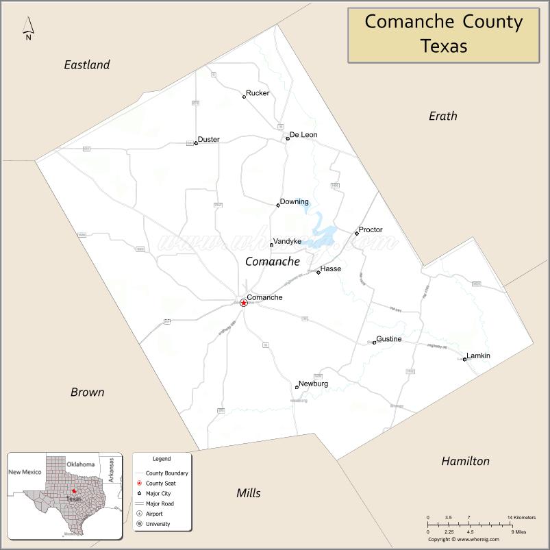 Map of Comanche County, Texas