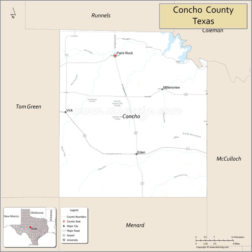 Map of Concho County, Texas