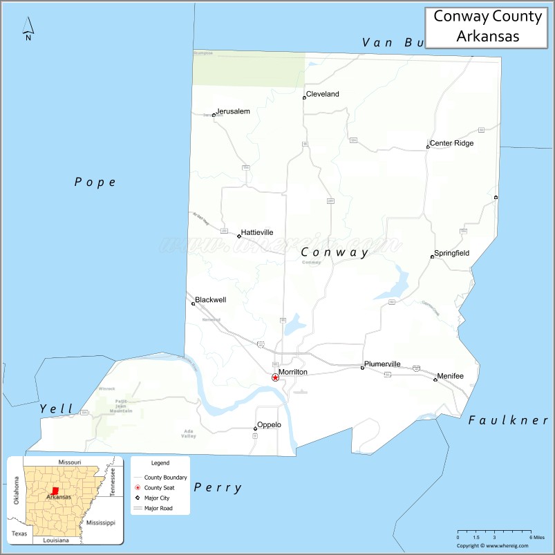 Map of Conway County, Arkansas