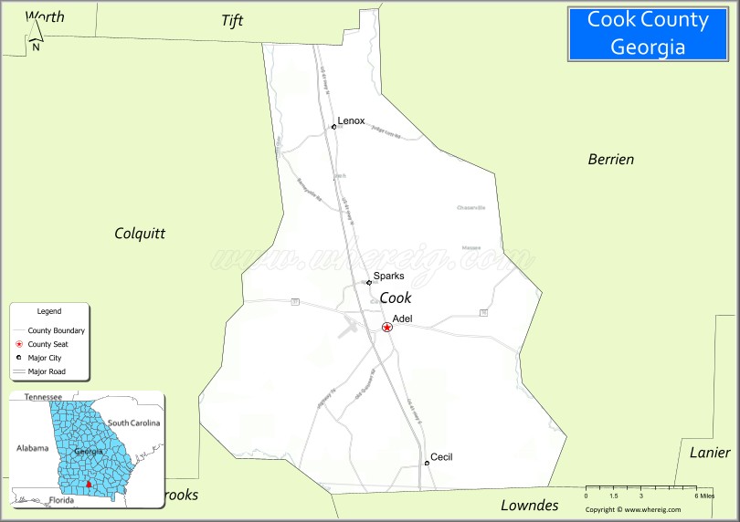 Map of Cook County, Georgia