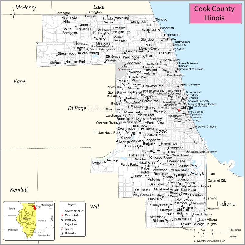 Map of Cook County, Illinois
