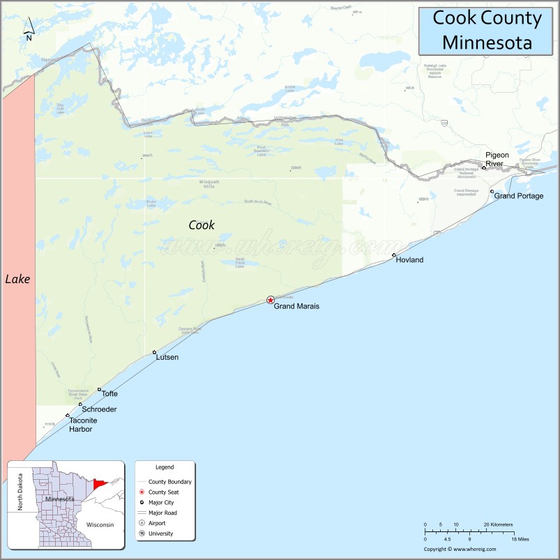 Map of Cook County, Minnesota