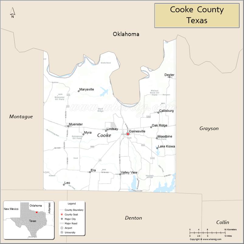 Map of Cooke County, Texas