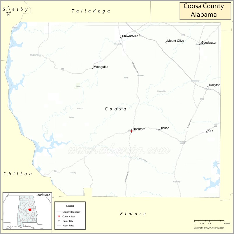Map of Coosa County, Alabama