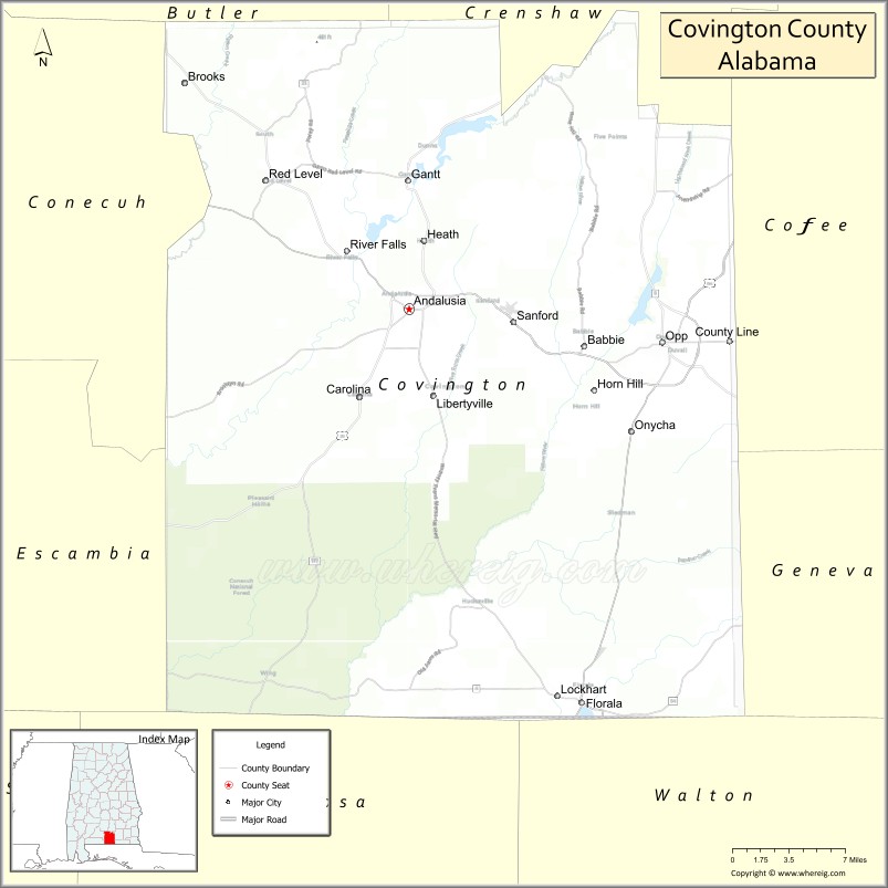 Map of Covington County, Alabama