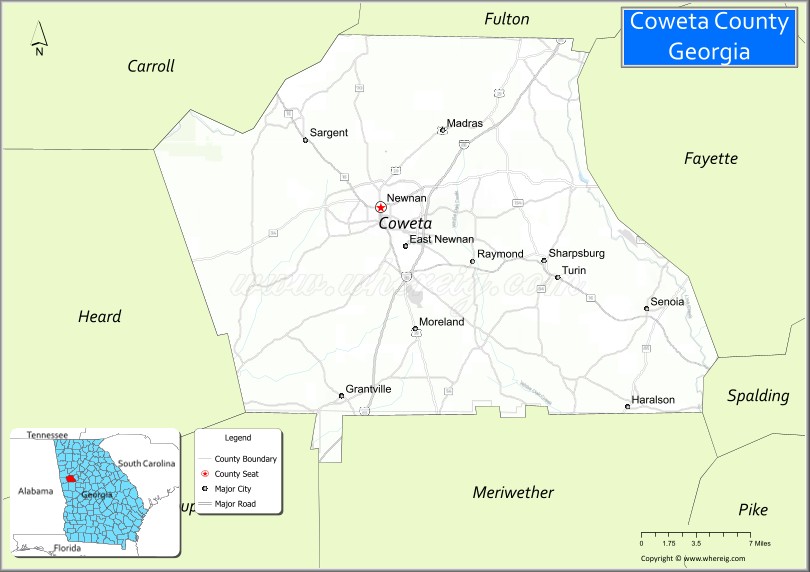 Map of Coweta County, Georgia