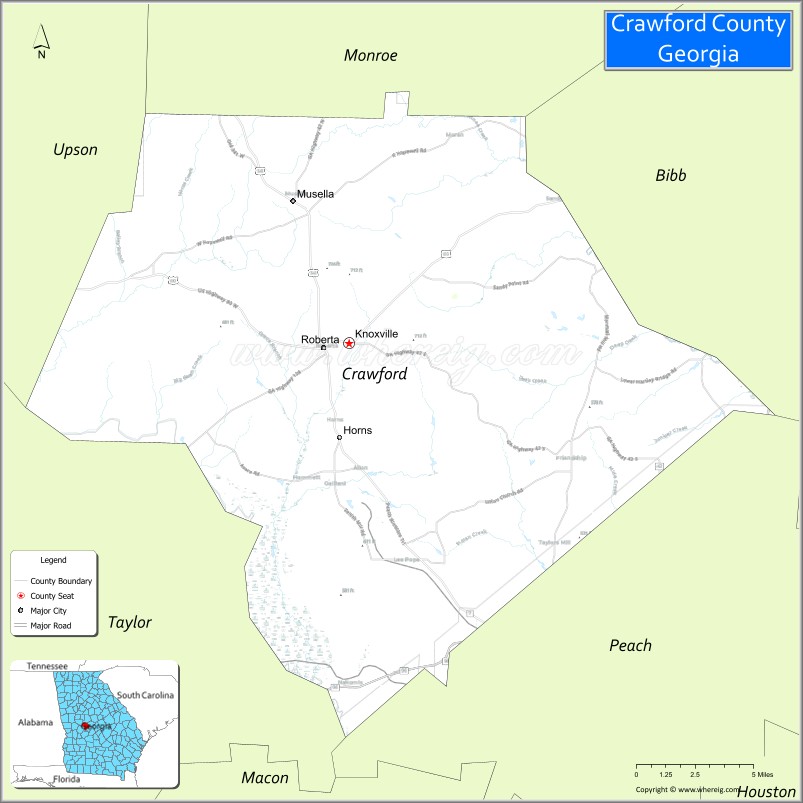 Map of Crawford County, Georgia