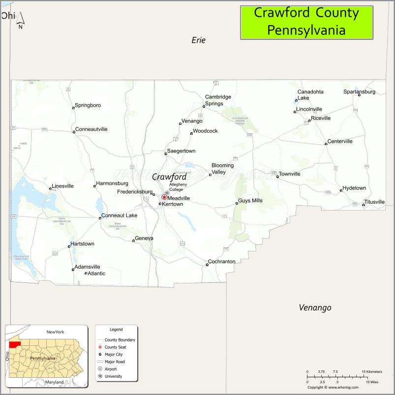Map of Crawford County, Pennsylvania