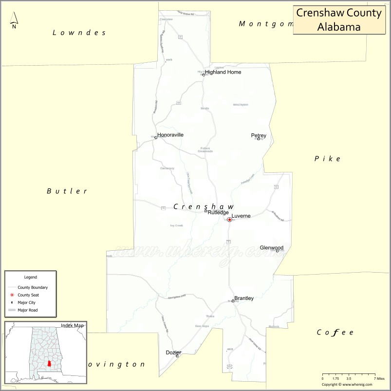 Map of Crenshaw County, Alabama