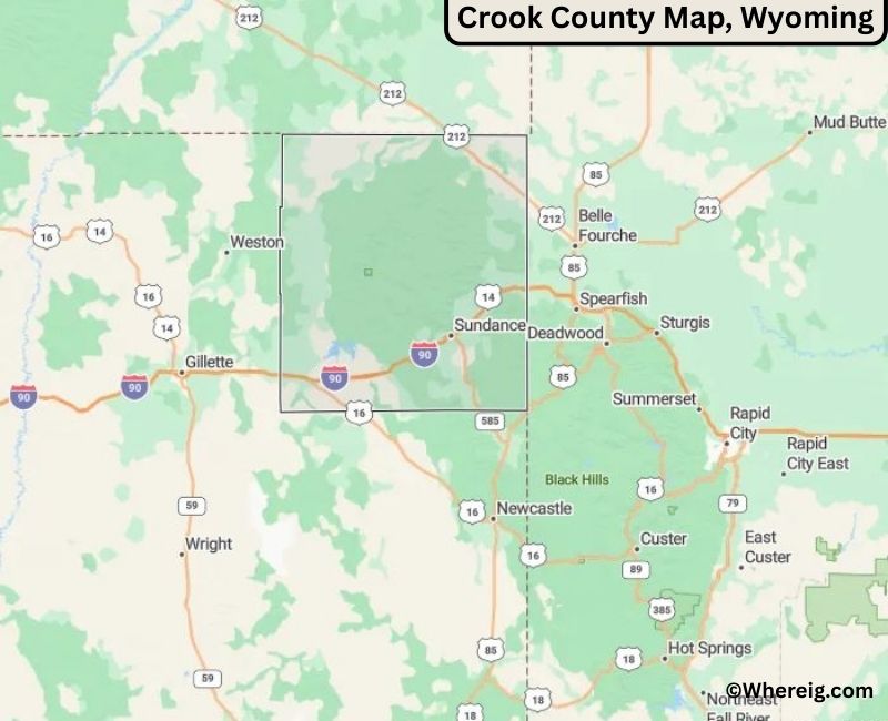 Map of Crook County, Wyoming