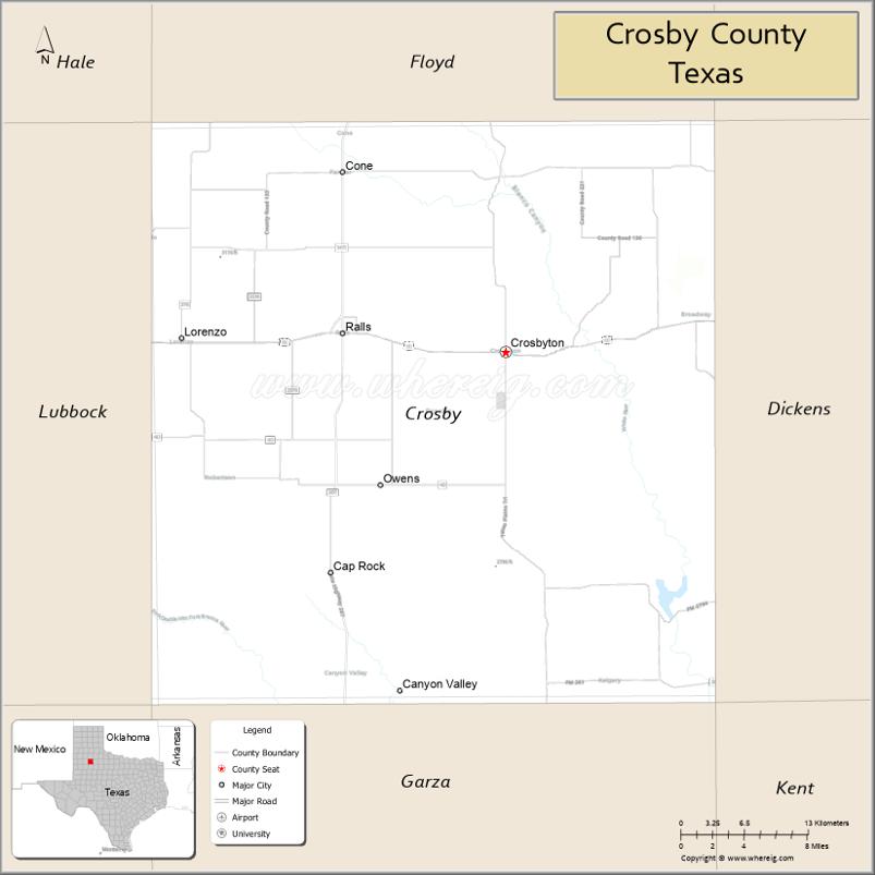 Map of Crosby County, Texas