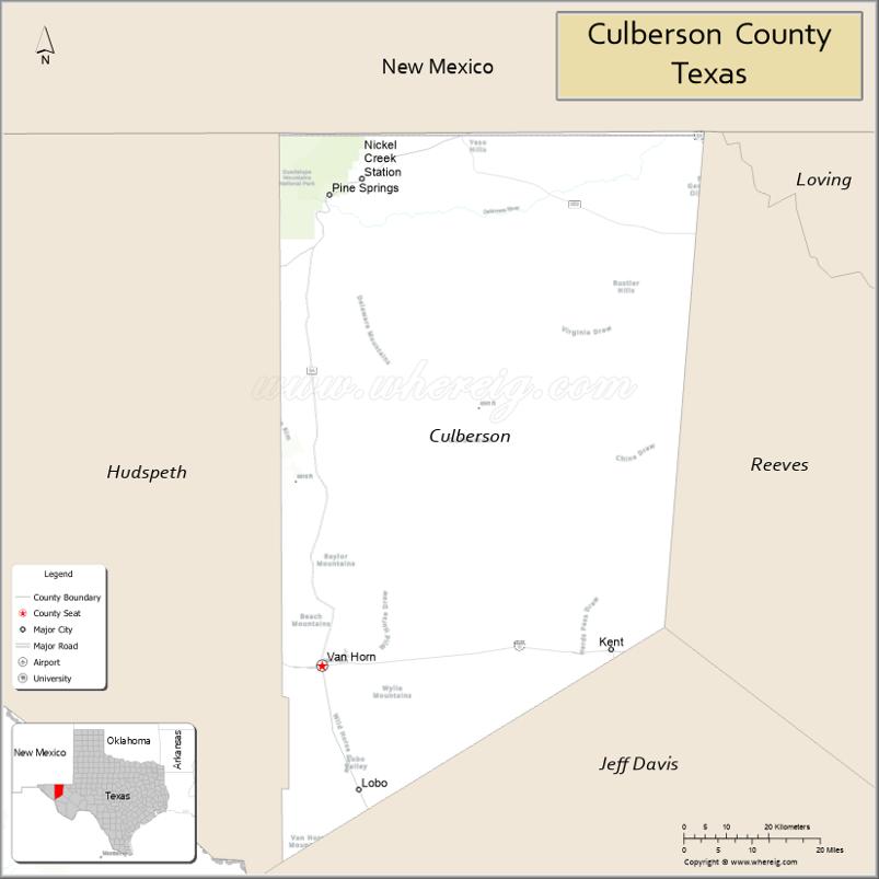 Map of Culberson County, Texas