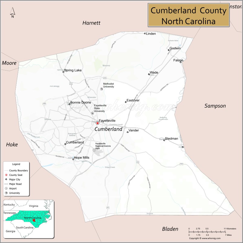 Map of Cumberland County, North Carolina