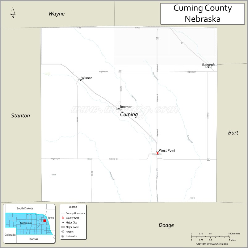 Map of Cuming County, Nebraska