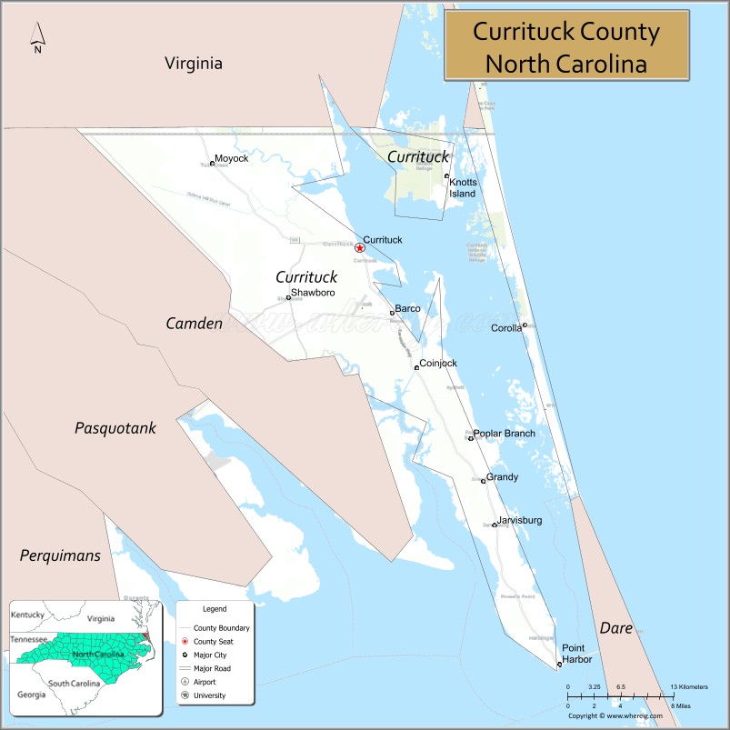 Map of Currituck County, North Carolina