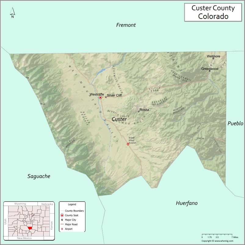 Map of Custer County, Colorado