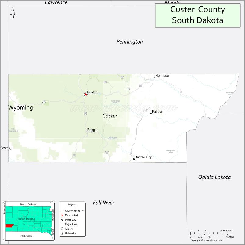 Map of Custer County, South Dakota