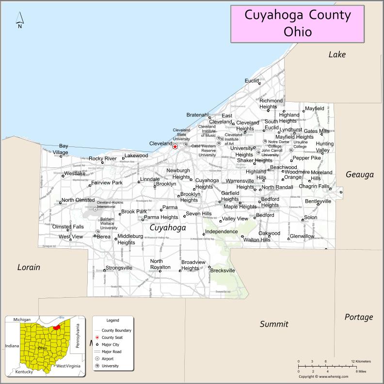 Map of Cuyahoga County, Ohio
