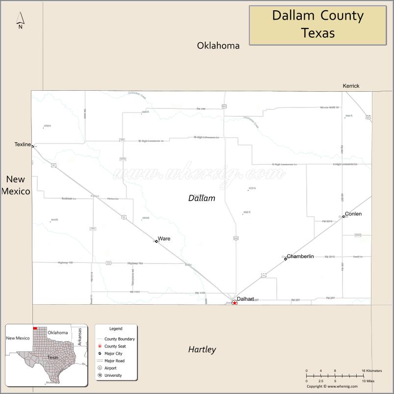 Map of Dallam County, Texas