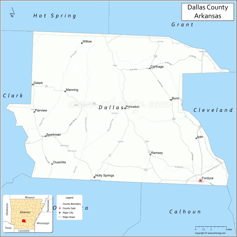 Map of Dallas County, Arkansas
