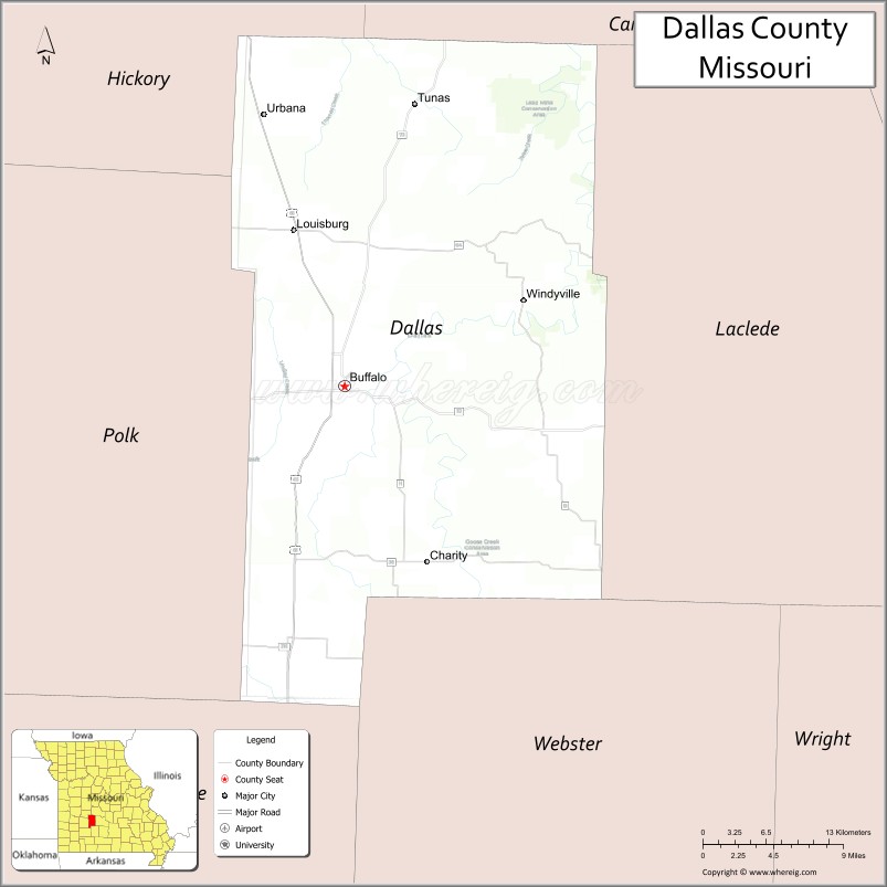 Map of Dallas County, Missouri